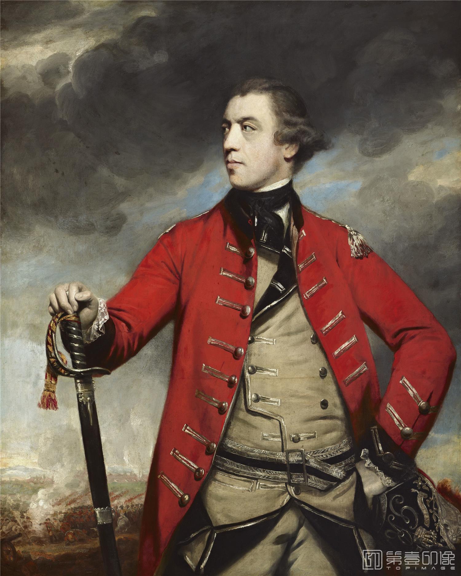 油画-美国弗里克美术馆藏画-Sir Joshua Reynolds - General John Burgoyne, c. 1766-183